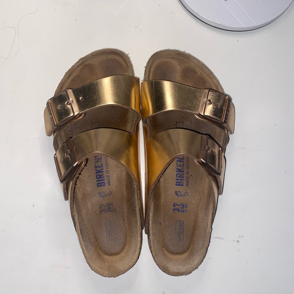 rose gold birkenstocks